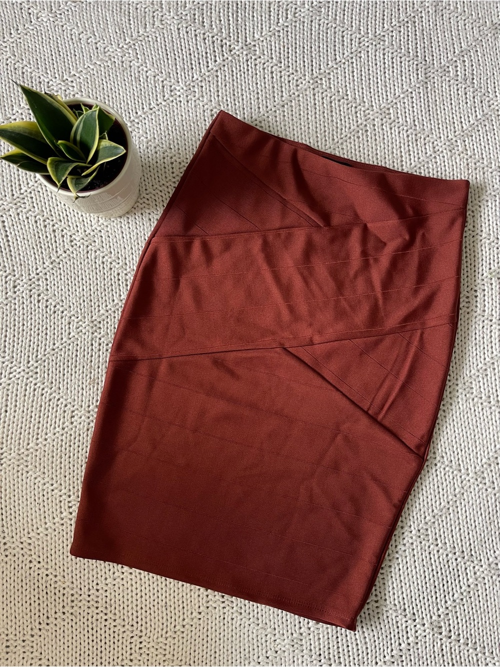 Haute Monde Rust Red Ponte Pencil Skirt